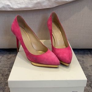 Charlotte Olympia pink suede pumps size 40